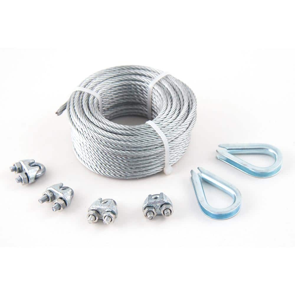 Steel Aircraft Cable 500 3//8 7x19 Hot Dipped Galvanized Steel Wire Rope Cable With 50 Clamps