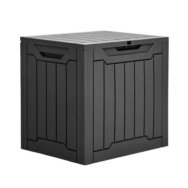 DEXTRUS 30 Gal. Outdoor Patio Deck Box, Weatherproof Resin Deck Box with Lockable Lid, Black