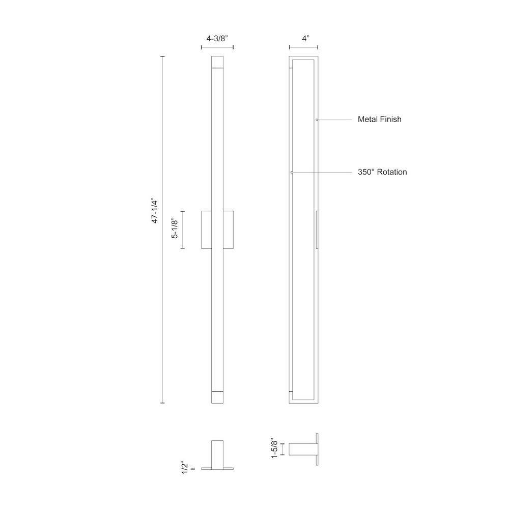 Swivel White Aluminum LED Wall Sconce with Opal Diffuser, 47.25"