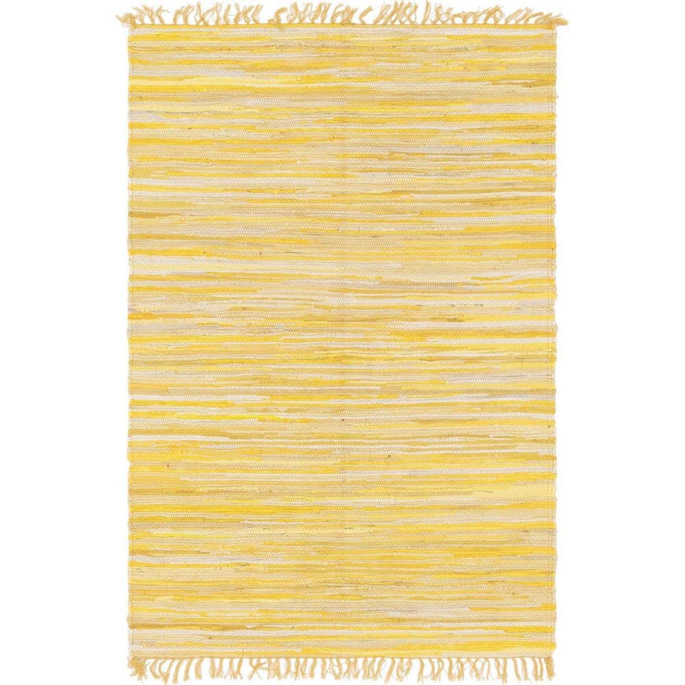 Yellow Polypropylene 4 ft. x 6 ft. Striped Indoor Area Rug