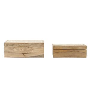 Rectangle Mango Wood Decorative Box with Lid (Set of 2 Sizes)