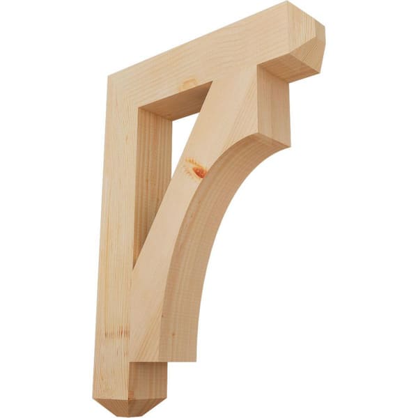 Ekena Millwork 3.5 in. x 28 in. x 20 in. Douglas Fir Westlake Craftsman Smooth Bracket