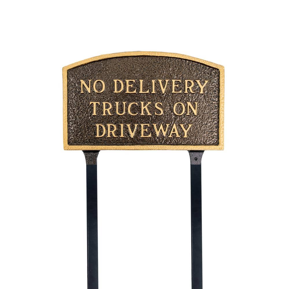 No Delivery Trucks on Driveway Standard Arch Statement Plaque with 17.5 in. Lawn Stakes-Hammered Bronze price history on PriceWatchPro