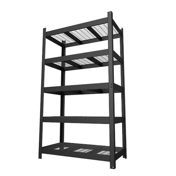 5-Shelf 84 in. Tall Metal Freestanding Adjustable Bookcase, Storage Shelving Unit in Black, 48 in. L x 24 in. W