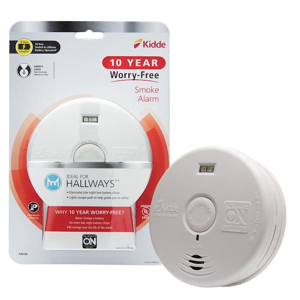 Kidde 10 Year Worry-Free Sealed Battery Smoke Detector with Photoelectric Sensor and Safety Light