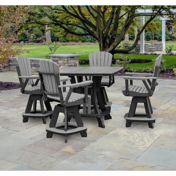Adirondack Series Black 5 Piece Poly Resin Square Counter Height Outdoor Dining Set
