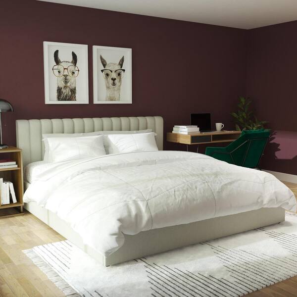 Novogratz Brittany Gray Upholstered, Tufted Bed With Storage King