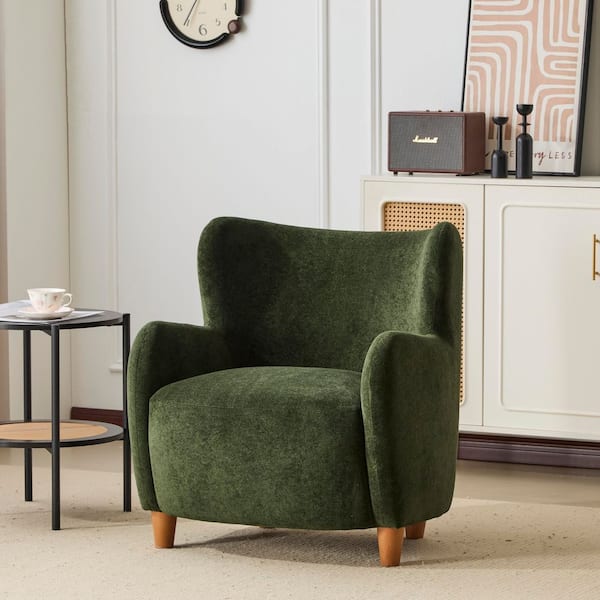 Bacho Modern Indoor Olive Green Velvet Upholstered Wingback Accent Chair Arm Chair