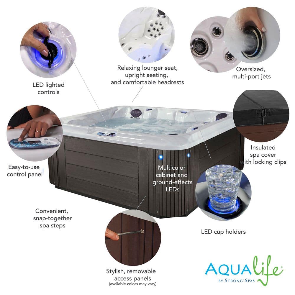 Grand Banks 6-Person Espresso Acrylic Hot Tub with LED Lighting