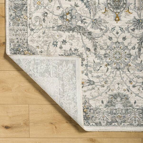Dresden Light Slate Traditional Oriental 2 ft. 7 in. x 10 ft. Area Rug