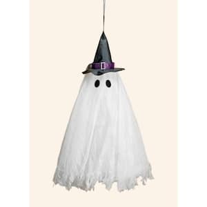 31 in. Halloween LED Multicolor Flashing Hanging Light Up Ghost with Sound