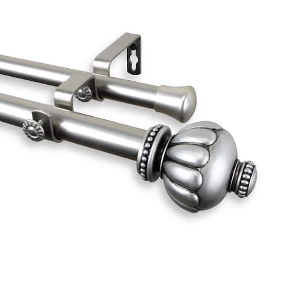 Rod Desyne Selma 160 in. - 240 in. Adjustable 1 in. Dia Double Curtain Rod in Satin Nickel