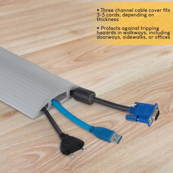 Cable Cover Floor, 10 Ft (3 M) Heavy Duty Cable Floor Protector 3 Cord  Channels