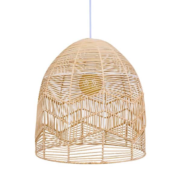 ARTURESTHOME 1-Light Handmade Rattan Pendant Light Basket Lampshades