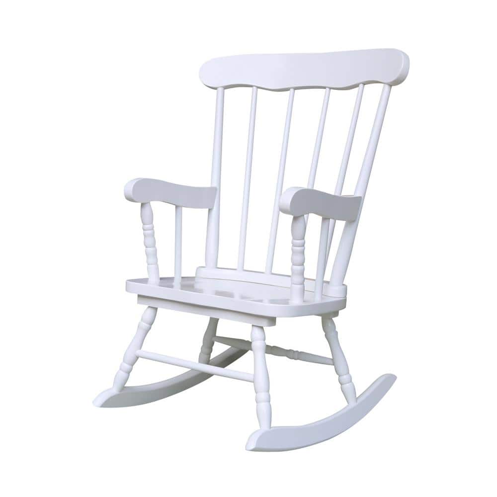 White Solid Wood Juvenile Rocker with Spindle Back