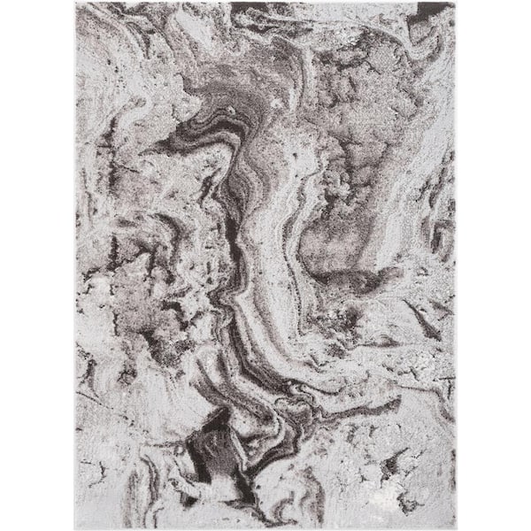 Well Woven Fairmont Ralph Retro Geometric Waves Grey 7 ft. 10 in. x 9 ft. 10 in. Glam Area Rug