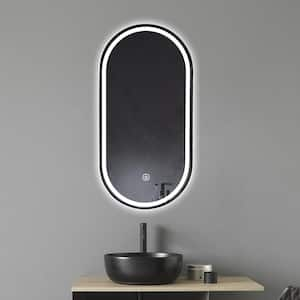 Khristy 23.6 in. W x 39.5 in. H Large Oval Metal Framed Fog Free Corded Wall Mount LED Bathroom Vanity Mirror in Black