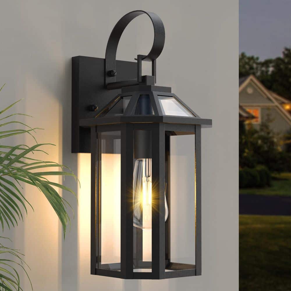 23 in. Black Modern Dusk to Dawn LED Outdoor Exterior Garage Front Porch Wall Lights Sconces Lighting Fixtures price history on PriceWatchPro