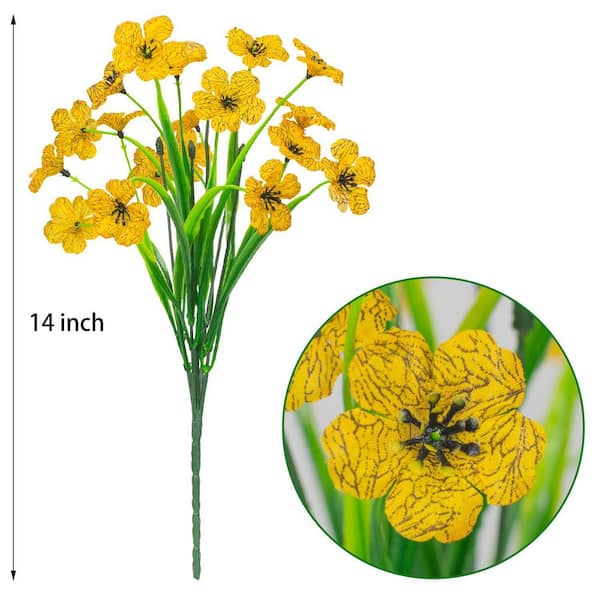 15 in. Yellow Outdoor Artificial Morning Glory Flower UV