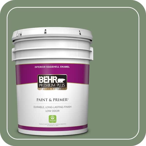 BEHR PREMIUM PLUS 5 gal. #PPU11-02 Shallot Bulb Eggshell Enamel Low Odor Interior Paint & Primer