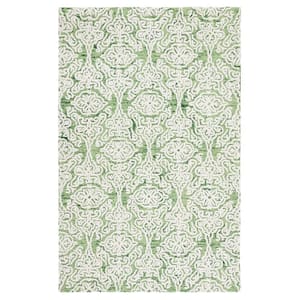Blossom Green/Ivory 4 ft. x 6 ft. Floral Damask Geometric Area Rug