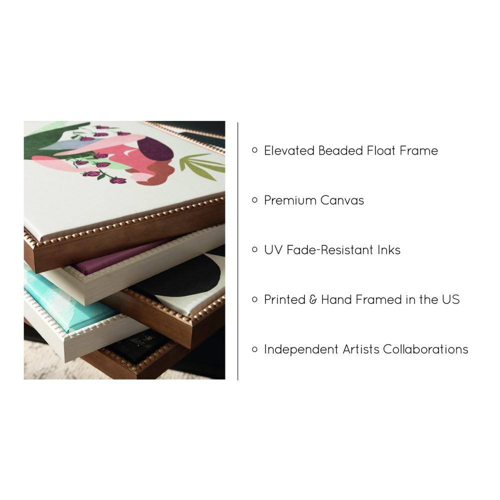 Colorful Mid-Century Modern Flamingo Canvas Art in White Frame