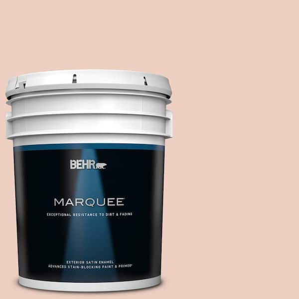 BEHR MARQUEE 5 gal. #220E-2 Shrimp Toast Satin Enamel Exterior Paint & Primer