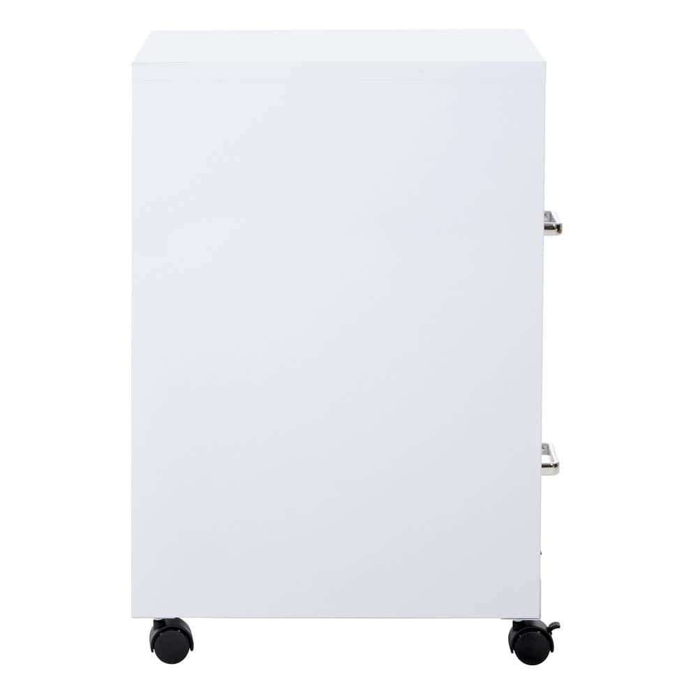 White 2-Drawer Mobile Locking Metal File Cabinet