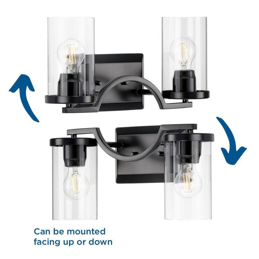 Lassiter Matte Black 2-Light Bath Vanity Fixture