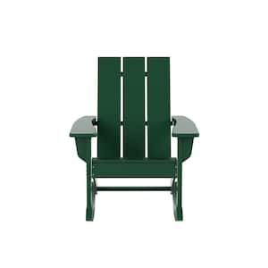 Shoreside Dark Green Plastic Modern Adirondack Outdoor Rocking Chair