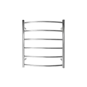 Retro Fit Curved 6-Bar Electric Hardwired Wall Mounted Towel Warmer in Chrome Finish