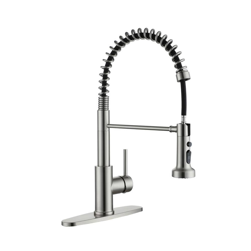 Brushed Nickel Single Handle Pull Down Kitchen Faucet with Spray