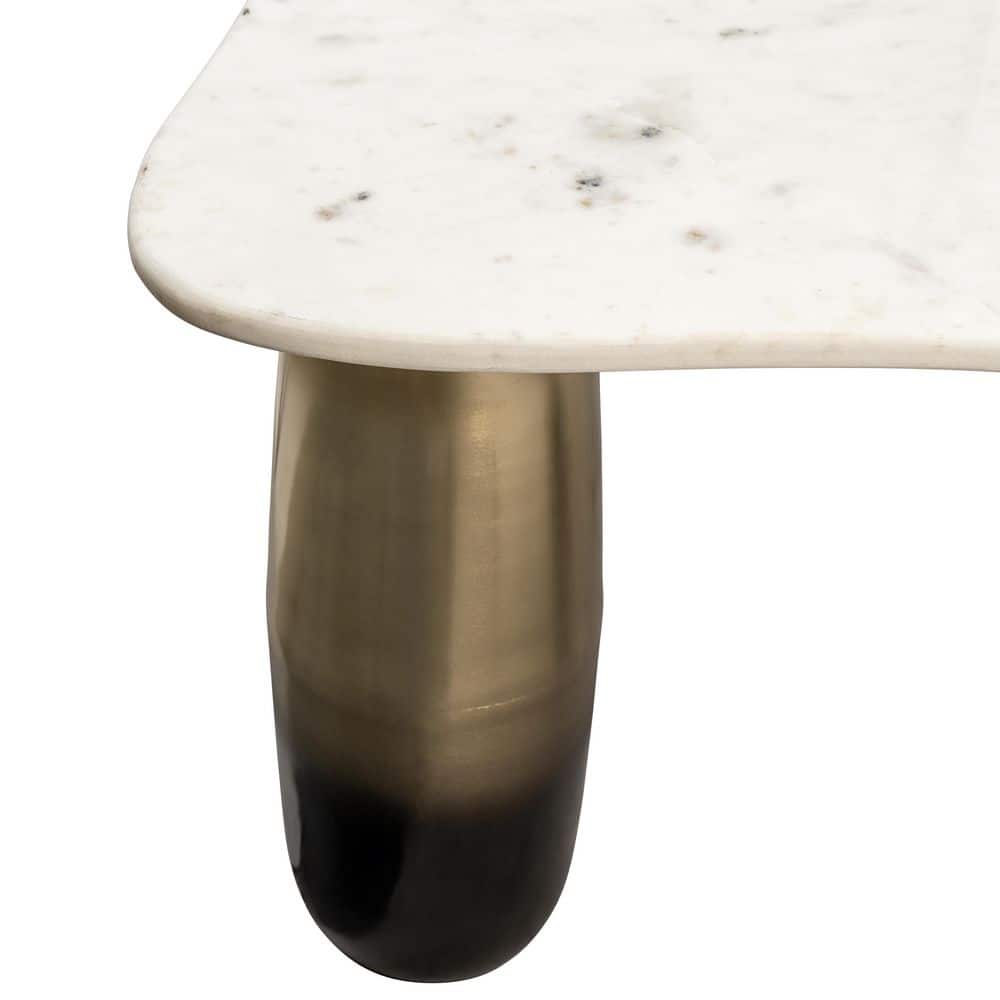White Marble and Gold Metal Square Coffee Table