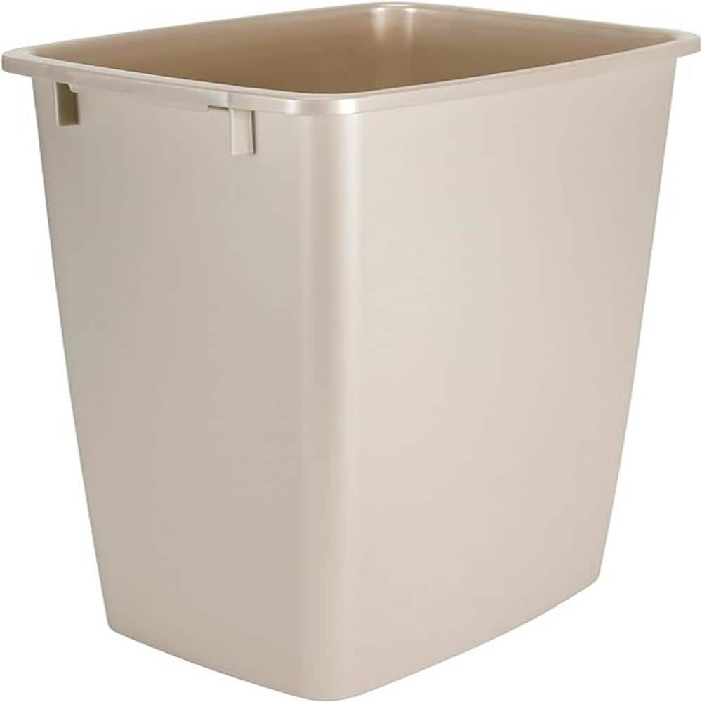 9 Gal. Beige Rectangular Plastic Trash Can