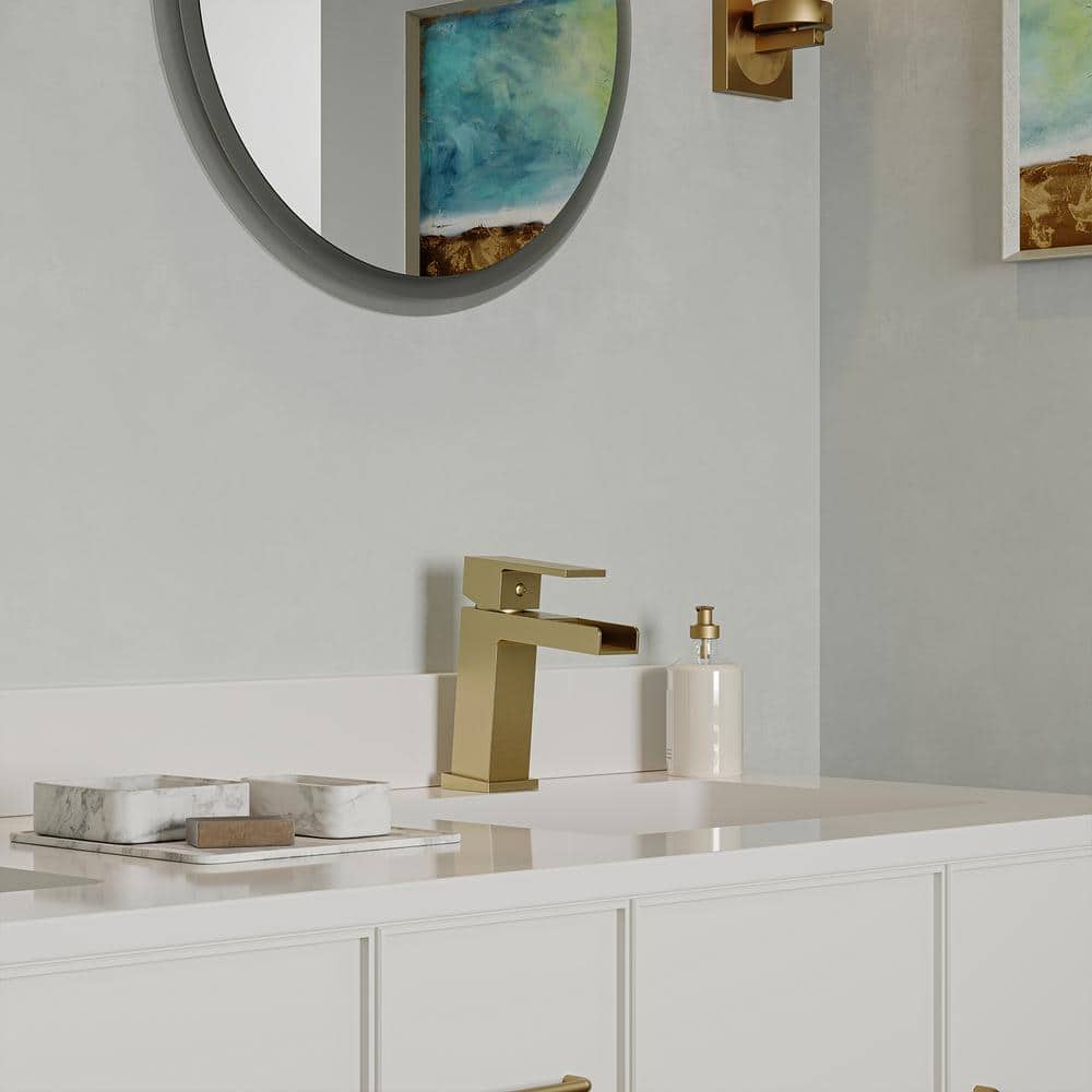 Brushed Gold Single Handle Waterfall Bathroom Faucet