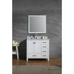 Cambridge 37 in. W x 22 in. D x 36 in. H Bath Vanity in White with Marble Vanity Top in White