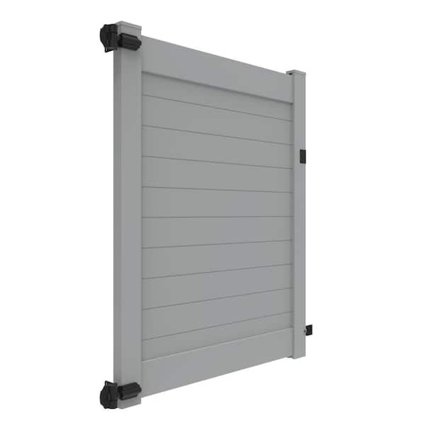 Horizontal Fence 6 ft. x 58 in. Gray Vinyl Fence Privacy Gate Kit