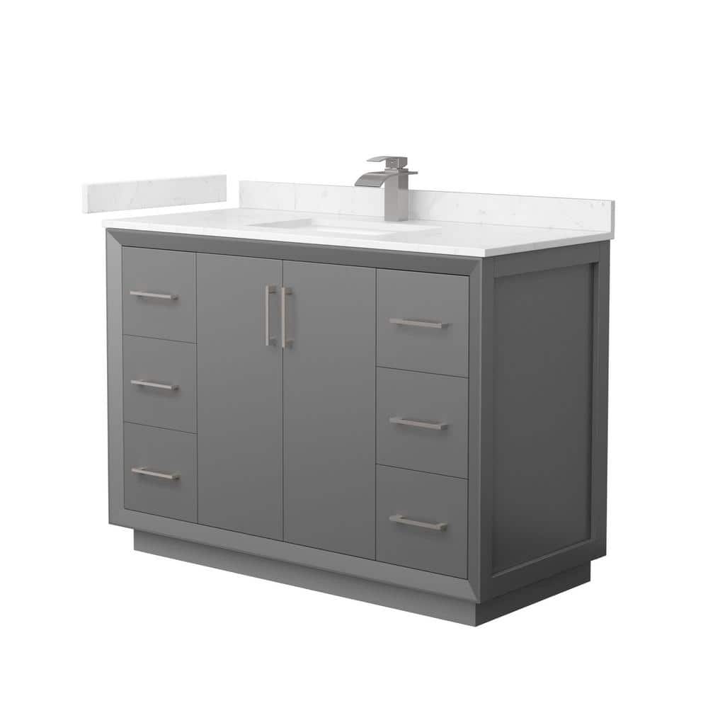 Strada 48 in. W x 22 in. D x 35 in. H Single Bath Vanity in Dark Gray with Carrara Cultured Marble Top price history on PriceWatchPro
