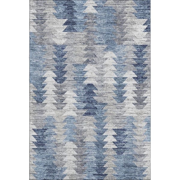 Addison Rugs Mayfield Premium Machine Washable Indoor/Outdoor Geometric AMF632 Blue 2 ft. 6 in. x 3 ft. 10 in. Area Rug