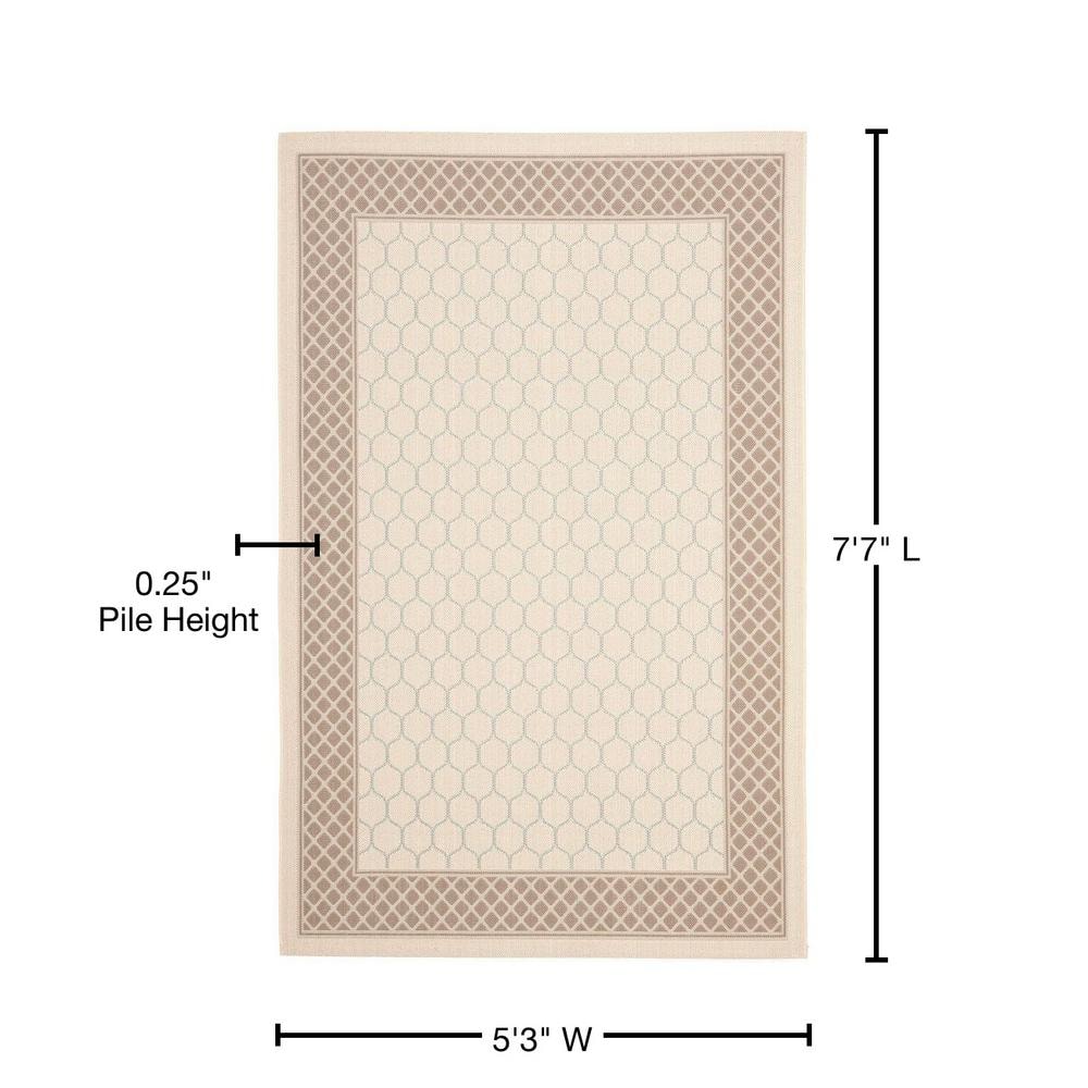 Beige Rectangular Easy-Care Synthetic 5' x 7' Area Rug
