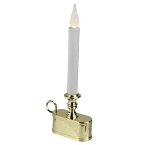 11 in. Battery Operated White and Gold LED Christmas Candle Lamp with Toned Base