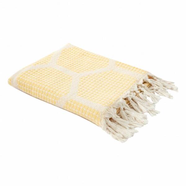 HomeRoots Charlie Yellow Geometric Cotton Throw Blanket 2000516499