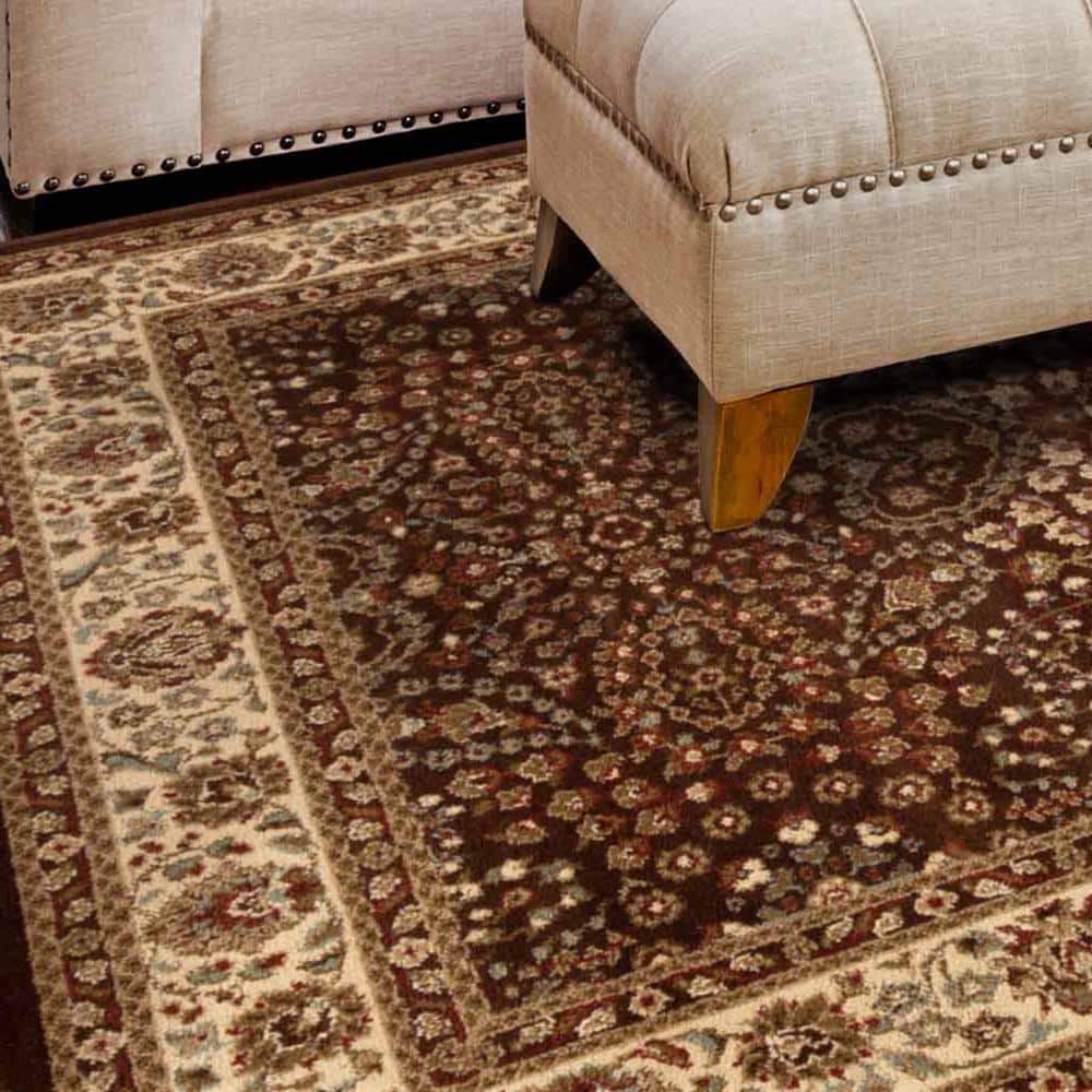 Handmade Mocha Floral Synthetic Stain-Resistant Area Rug 8x10 ft