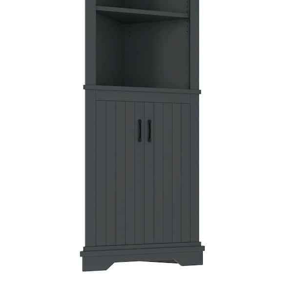 Tatahance Black Wood 69.4 in. H Tall Corner Storage Cabinet with