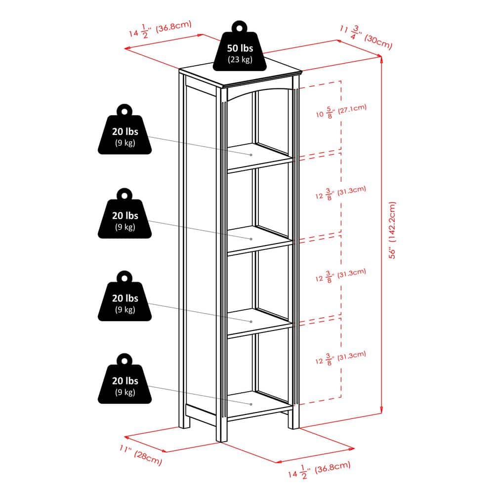 Transitional Espresso Brown Wood 5-Tier Storage Shelf