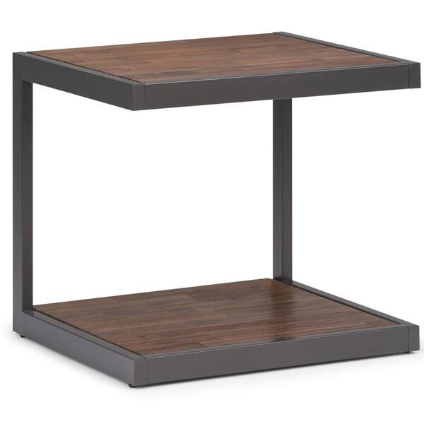 Simpli Home Erina Solid Acacia Wood and Metal 24 in. Wide Modern Industrial End Side Table in Rustic Natural Aged Brown