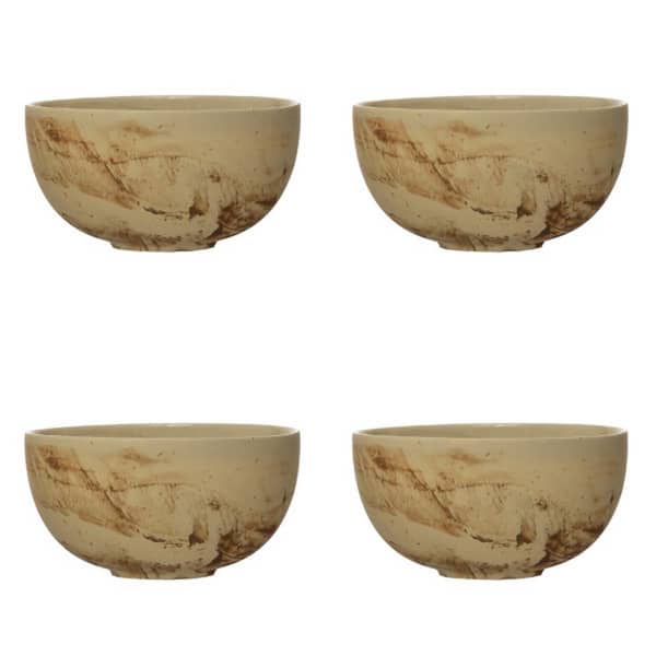 Storied Home 92 fl. oz. Multi-Colored Matte Sand Stoneware Bowls with Reactive Glaze (Set of 4)
