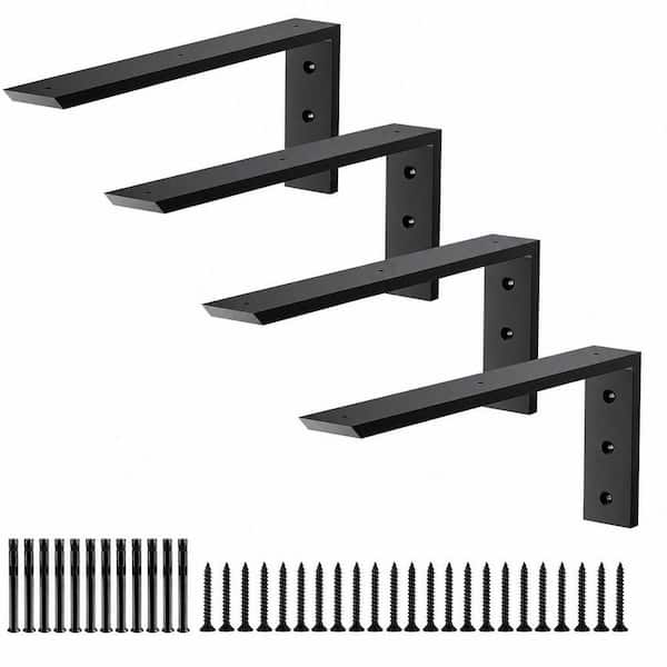 14 in. L Black Premium Heavy Duty Countertop Brackets (Set of 4), Suitable for Quartz, Wood, Concrete and Laminate