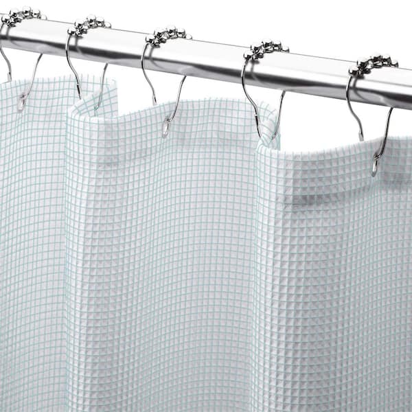Dainty Home Piazza 72 in. W x 70 in. L Cotton Shower Curtain in Blue