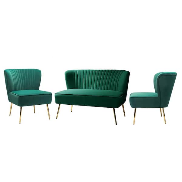 JAYDEN CREATION Carmita 3-Piece Green Living Room Set